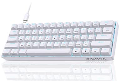 Dierya DK61se Teclado Mecánico Gaming Mini 60% Blue Switch Mechanical Keyboard Retroiluminación Azul Hielo,Cable USB-Type C,Teclado Ultra-Compacto 61 Teclas Anti-Fantasma US Layout para PC/Windows