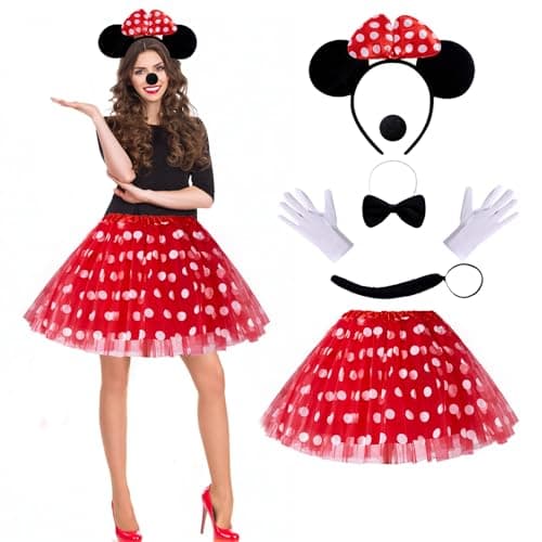 Puddry Disfraz Mujer Carnaval Adulto, Perfecto Disfraces Originales Carnaval,Minnie Mouse Disfraces Carnaval Bonito,para Cosplay, Carnavales, Halloween, Navidad, Fiestas de Máscaras o Regalo Sorpresa