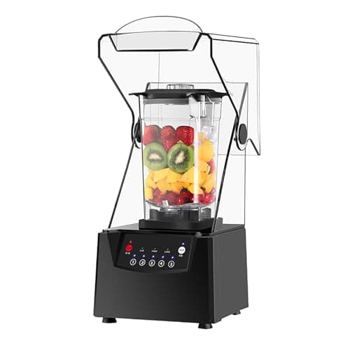 ZIXIAOS Licuadora Comercial Silenciosa con Escudo, Batidoras Industriales Profesionales De 2200w, 2l para Triturar Hielo, Batidos Y Batidos para Cocina