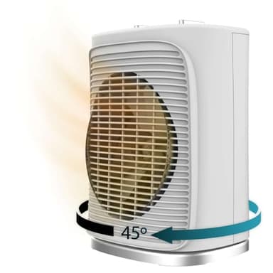 Cecotec Calefactor Eléctrico Bajo Consumo ReadyWarm 2050 Max Force Rotate White. Termoventilador de 2000 W Manual, Oscilación de 65º, 3 Modos, Termostato Regulable, Área de Cobertura 20m2, Blanco