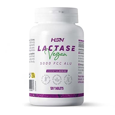 HSN Lactasa Enzimas Digestivas | 120 Tabletas de 5000 FCC ALU - Alta Potencia | Para Intolerantes a la Lactosa: Mejora la Digestión de Leche, Queso | No-GMO, Vegano, Sin Gluten