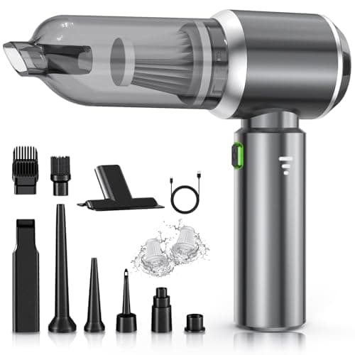 NVKHG Aspirador de Mano, 18000Pa Mini Aspirador Recargable, Aspiradoras de Mano Coche 3 en 1 con Motor sin escobillas, Aspirador sin Cable para Coche, para Uso en la Oficina, el hogar, la Cocina