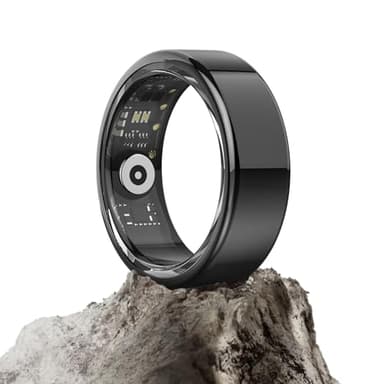 DekeFit Anillo Inteligente (Nueva Versión 2025), Smart Ring Hombre Mujer para Monitorear el Sueño/Pulsometro/SpO2, 100+ Modos Deportivos IP68 Impermeable Activity Tracker Android IOS, Tamaño 14, Negro