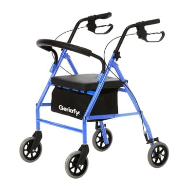 Geriafy - Andador Rollator para Ancianos con Asiento Acolchado, Cesto de Almacenaje y 4 Ruedas Antipinchazos | Frenos Ergonómicos en Maneta | Plegable y Ligero