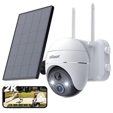 ieGeek 2K 15000mAh Batería Camara Vigilancia WiFi Exterior, Camara de Seguridad Exterior Puede Girar 360 ​​°/ Inclinarse,Detección de Movimiento PIR, Visión Nocturna a Color, Alarma de Luz y Sonido