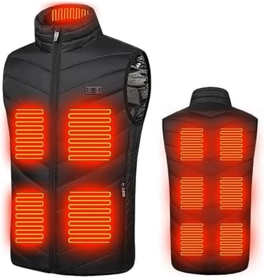 Chaleco Calefactable for hombres y mujeres, chaqueta eléctrica lavable por USB, abrigo de invierno lmpermeable con 11 zonas de calentamiento for camping, caza, pesca y esquí ( Color : Black , Size : 2