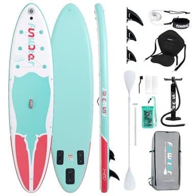 FunWater Tabla de Stand Up Paddle Inflable Tabla de Surf Sup Completo Paddleboard Accesorios Remo Ajustable,Bomba,Mochila de Viaje,Correa,Bolsa Impermeable,Paddleboard Adulto