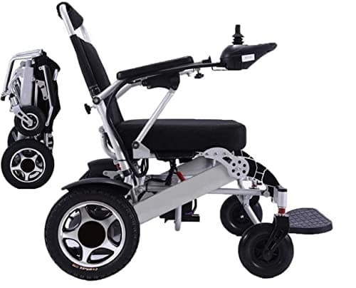 WBDZ Silla de ruedas eléctrica portátil plegable ligera plegable Potente motor dual Silla de ruedas compacta con ayuda de movilidad - Pesa solo 59 lbs con batería - Soporta 150kg/a