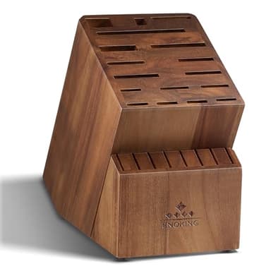 ENOKING Soporte Cuchillos Cocina, Porta Cuchillos Cocina de Acacia con 25 Ranuras Para Mostrador de Cocina, Soporte Cuchillos Para cuchillos y Tijeras para Aves/Acero Para Afilar