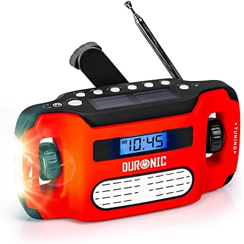Duronic Apex Radio Portátil Pequeña Am Y FM | Carga Dinamo | Linterna integrada | Conector de Auriculares | Radio Linterna 2 en 1 | Acampadas Emergencias Camping Senderismo | Diseño Vintage