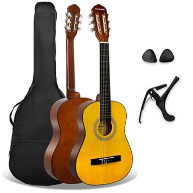 3rd Avenue Pack de guitarra clásica española de tamaño 1/2 para niños XF de 3rd Avenue, Guitarra acústica con cuerdas de nylon, funda de transporte, cejilla y púas, Natural