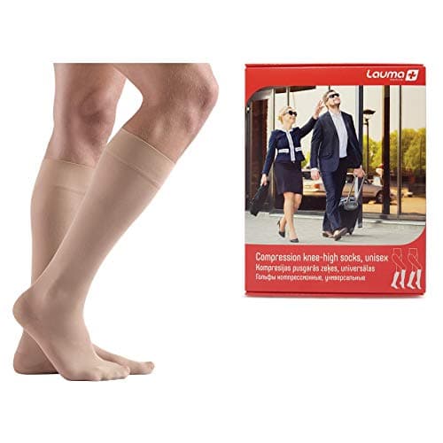 Lauma Medical, 23-32 mmHg Calcetines de compresión médica cerrados hasta la rodilla Clase 2, varices, a menudo hinchazón en las piernas, dolor en pantorrillas y pies (Largo, talla L, beige)