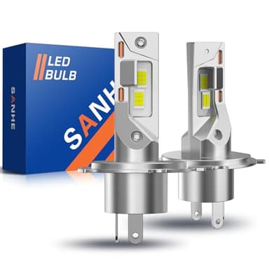 SANHE Bombillas H4 LED Luz Alta y Baja para Coche y Moto, 20000LM 600% Más Brillante 6500K Blanco H4/9003/HB2 Reemplazo de Halógeno, 1:1 Tamaño, Plug and Play (Paquete de 2)