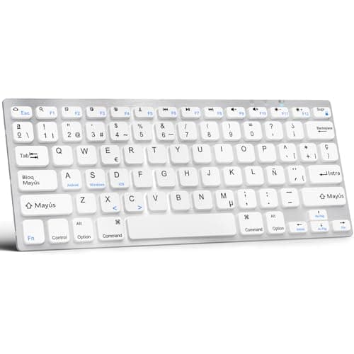 GAOJIE Teclado Inalámbrico Compatible con iPad 10.2''/10.9''/9.7'', iPad Pro 11''/12.9''/13 '', iPad Air 11''/13''/iPad Mini/iPhone, Teclado Bluetooth para Windows, iOS, Android(Blanco Plateado)