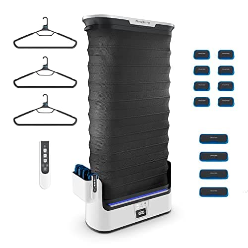Rowenta Care For You YR4050 - Robot de planchado de 1800W de potencia, elimina arrugas, desinfecta tejidos y seca la ropa incluso tejidos delicados, reduce mal olores, un 96% reciclable, blanco y gris