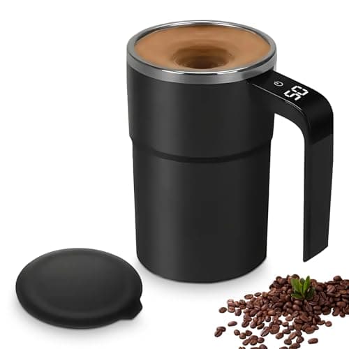 SPORWAY Taza de café automática automática con indicador de temperatura, agitación automática para café, proteínas en polvo, té, oficina para hombres y mujeres