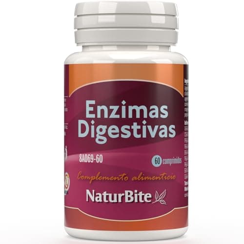 Naturbite Enzimas Digestivas, 60 comprimidos Mejora del proceso digestivo facilitando la descomposición y absorción de los nutrientes de los alimentos