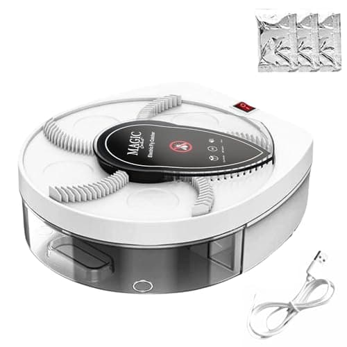 MAGIC SELECT Atrapa Moscas Eléctrico Giratorio 360°.Trampa para Moscas con Batería de 72 h y Cable USB de Carga para Casa, Cocina, Restaurante, Hotel, Bar.