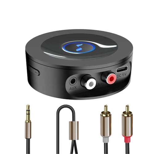 Receptor Bluetooth 5.2 HiFi, Adaptador Bluetooth Jack 3.5mm Nivel Lossless para Estéreo Casa, Altavoz, Amplificador, con Salidas AUX/RCA, Largo Alcance, Audio HD y Baja Latencia