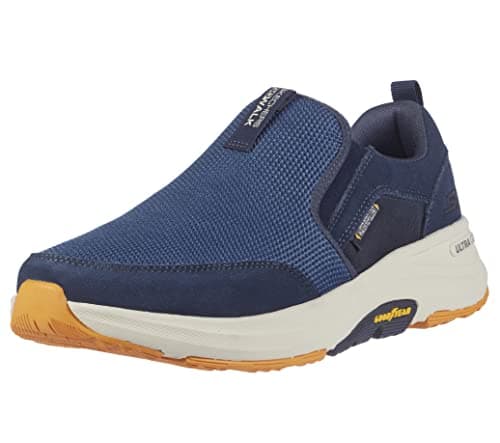 Skechers Go Walk Outdoor - Zapatos deportivos de senderismo para mujer con espuma viscoelástica refrigerada por aire, Azul Marino/Amarillo, 10.5