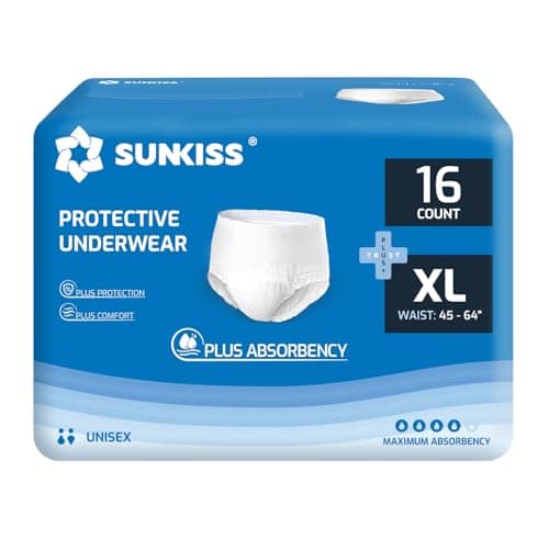 SUNKISS TrustPlus Pantalones Incontinencia para Adultos, Bragas Absorbentes para Hombres y Mujeres, Ropa Interior Absorbentes para Ancianos, Unisex, Bloquean el Olor, Talla XL, 16 Unidades