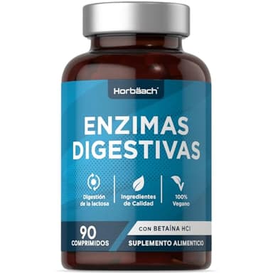 Enzimas Digestivas Potentes | Complejo con Amilasa, Proteasa, Lactasa, Lipasa y Celulasa | 90 pastillas veganas | Horbaach