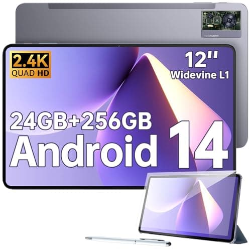 OUKITEL OT5S Tablet 12 Pulgadas 2.4K IPS Tablet Android 14 Tablet con Lapiz 24GB+256GB(TF 2TB) Gaming Tablet con Funda 8250mAh 16MP 4-Altavoces Widevine L1 Dual SIM 4G | Face ID | GPS | OTG | 5G WiFi