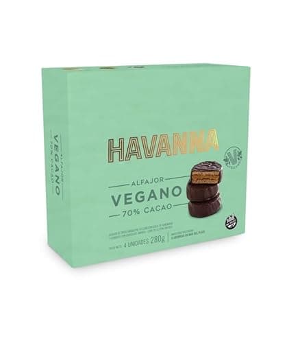 Havanna | Alfajores Veganos 70% Cacao | Galletas Cubiertas Rellenas de Dulce de Almendras | Libre de Gluten | 4 unidades | 280g