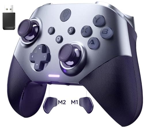 EasySMX X10 Mando PC Inalambrico con Botones Mecánicos- Carcasa Facial Magnética Reemplazable DIY- Hall Joystick- Hall Trigger- 1000mAh Batería para PC/Switch/Móvil/Black Myth: Wukong- Morado