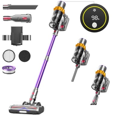 45Kpa/550W/65Mins Aspiradora sin Cable, Aspiradora Escoba sin Cable de 1.6 L/Pantalla Táctil LED,Capa de Filtración de 8 Etapas,Aspiradora Autocargable,Adecuado para Suelos/Alfombras/Pelo de Animales