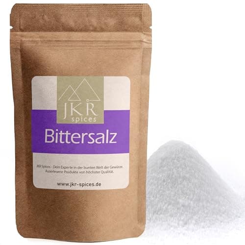 JKR Spices Sal de Epsom 500g | Sal de Epsom grado alimenticio | Sulfato de Magnesio grado alimenticio | MgSO4 en bolsa resellable neutra en CO².