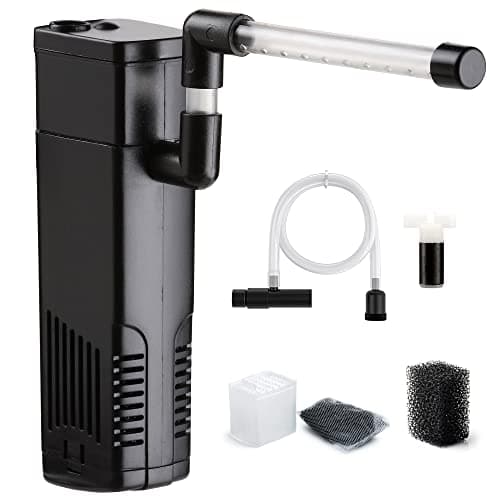 NICREW Filtro para Acuario 20 L, Filtro Acuario Interno con Carbón Activado de Flujo 150 L/H, Filtros Internos para Acuarios, 3.5 W