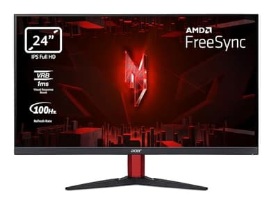 Acer Nitro KG242YEbiif - Monitor Gaming 24" Full HD 100 Hz (60 cm, 1920x1080, 16:9, 250 Nits, Tiempo de Respuesta 1ms VRB, AMD FreeSync, 2xHDMI 2.0/DP 1.2) Monitor PC Gaming Color Negro