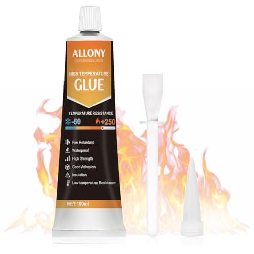 Allony Pegamento Alta Temperatura, Silicona Trasparente, Pegamento Alta Temperatura Horno, Resistente al Calor, Alta Adhesividad, Apto para Coches, Chimeneas, Hornos, Electrodomésticos- 100ml