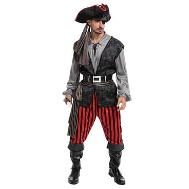 Spooktacular Creations Disfraz de pirata para hombres adultos para Halloween, fiesta de disfraces, truco o trato, fiesta de cosplay (grande)