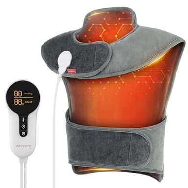 Comfytemp Infrarrojo Lejano Almohadilla Térmica para la Espalda, Hombros y Cuello, 2.5lb Almohadilla Eléctrica Espalda 20"×22" Calentamiento Rápido con 6 Niveles de Calor y Apagado Automático, Lavable