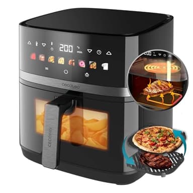 Cecotec Freidora de Aire sin Aceite de 8L con Doble Resistencia, Plancha, Grill, Air Fryer Cecofry&Grill Duoheat 8000. 2200W, Dietética y Digital, Ventana, Temperatura Regulable 80-200°C, 8 Menús