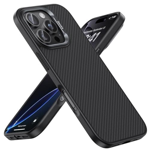 BENKS ArmorPro Funda para iPhone 16 Pro MAX, Compatible MagSafe, Protección Grado Militar a Prueba Golpes, Magnética Funda iPhone 16 Pro con Dupont Kevlar 600D Fibra de Aramida, Negro
