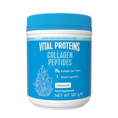 Vital Proteins Péptidos de Colágeno, complemento alimenticio en polvo, colágeno hidrolizado (Tipo I, III), sin sabor, para la piel, cabello, uñas, sin gluten, 20 g por dosis, 587g