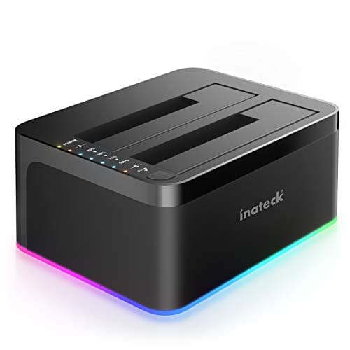 Inateck estación de Acoplamiento de Disco Duro RGB SATA a USB 3.0 con clonación Fuera de línea, para Discos Duros y SSD de 2,5 y 3,5 Pulgadas, Compatible con UASP, Negro SA02003