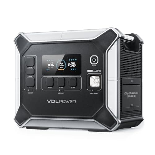 VDL Estación de Energía Portátil - 2048Wh Generador solar LiFePO4 Batería de Respaldo con 3x 2400W CA Salidas (4800W Pico), para Vacaciones en Autocaravana y Camping, HS2400