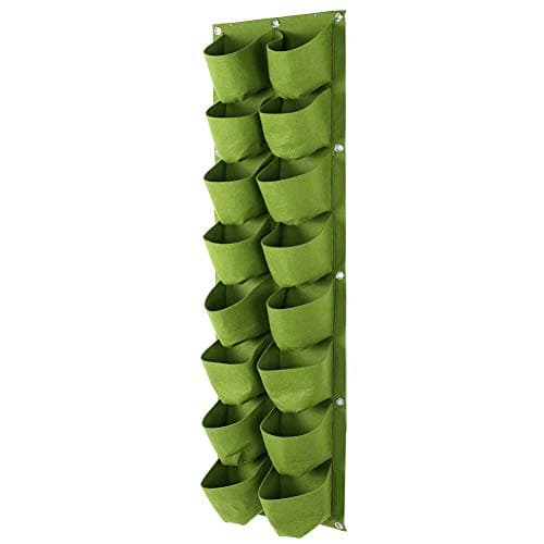 Jardin Vertical, Jardin Vertical Pared, 16 Bolsillos de Cultivo de PlantacióN Bolsas de Fieltro de Cultivo de JardíN de Pared de Flores Verdes Verticales al Aire Libre, para Balcón, Patio(100*30cm)