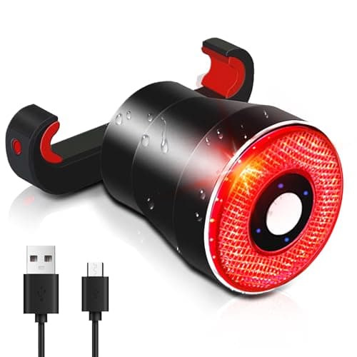 EBUYFIRE Luz Trasera de Bicicleta Inteligente Recargable USB, Super Brillante Rojo Luz LED Bici, Impermeable, Faro Trasero Bici para Máxima Seguridad de Ciclismo (Rojo)