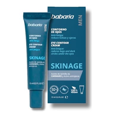 Babaria - Crema Anti Ojeras Hombre Skinage | Contorno De Ojos 100% Vegano | Antiojeras Hombre Y Reduce Las Bolsas | Contorno De Ojos Hombre Con Aceite