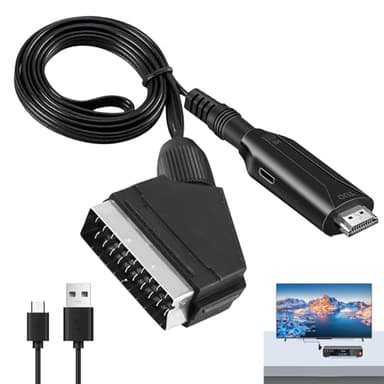 GOEDCH Convertidor SCART a HDMI: Conversor de Euroconector Con Cable, Salida de Video y Audio 720p/1080p Para TV, Monitor, Proyector, STB, VHS, Xbox, PS3, Sky, DVD