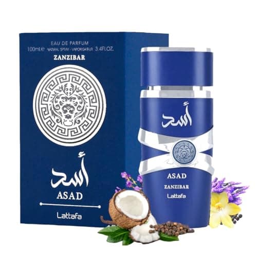 Asad Zanzibar Perfumes Arabe Para Hombres Perfume Para Verano Fresco Tropical 100ml Aad Zancibar Fragancia Masculina De Larga Duración Eau de Parfum Para Hombre Aasad Zansibar