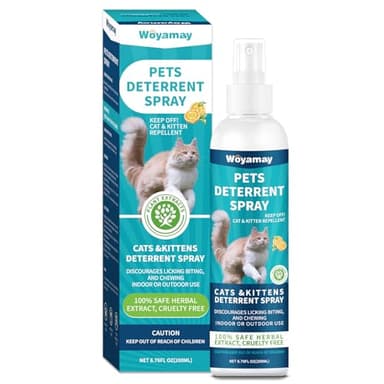 Woyamay Spray Antiarañazos Gatos, Spray Repelente Gatos en Interiores y Exteriores, Spray Ahuyentador de Gatos Que Rascan, Mantiene a Las Mascotas Fuera de Las Áreas De Acceso, Protege Muebles, 200ml