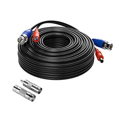 Anlapus 20m/65 pies Cable BNC Video Fuente de Alimentación para Kit CCTV Cámara de Vigilancia DVR Sistema Seguridad Hogar