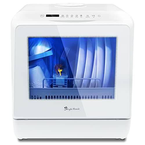 Mini Lavavajillas Portátil, Lavavajillas de encimera, 6 Programas, Depósito de Agua Integrado de 5L, Control Táctil, Pantalla LED, Lavado de Frutas, Sin Instalación