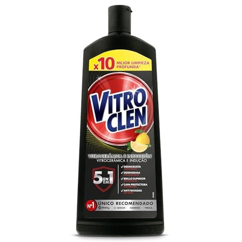 Vitroclen Limpiador Vitrocerámica e Inducción, en Crema, Desincrusta, Desengrasa y Da Brillo, Aroma Limón, 450 ml
